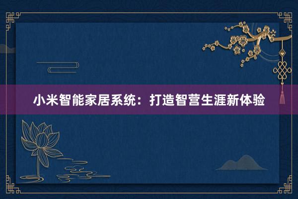 小米智能家居系统：打造智营生涯新体验