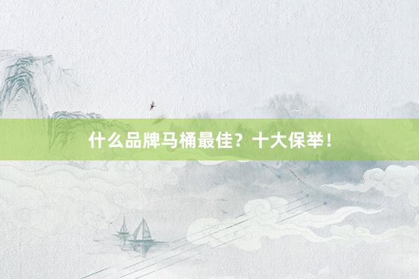 什么品牌马桶最佳？十大保举！