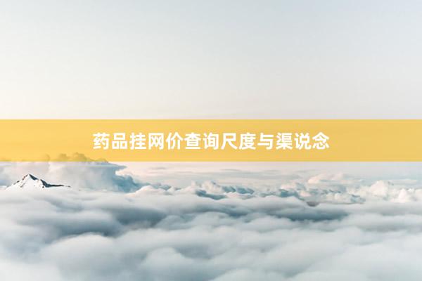 药品挂网价查询尺度与渠说念