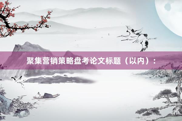 聚集营销策略盘考论文标题（以内）：